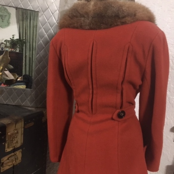 Vintage wool coat fur collar - Picture 5 of 6
